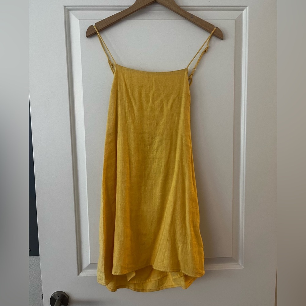 Yellow Linen Strap Dress